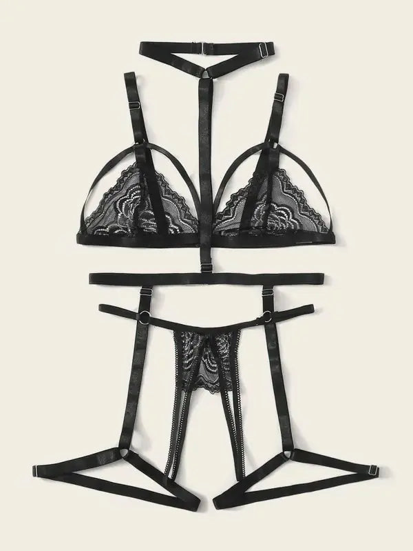 New 3-Piece Sexy Lingerie Set with Bra, Panties, and Garter