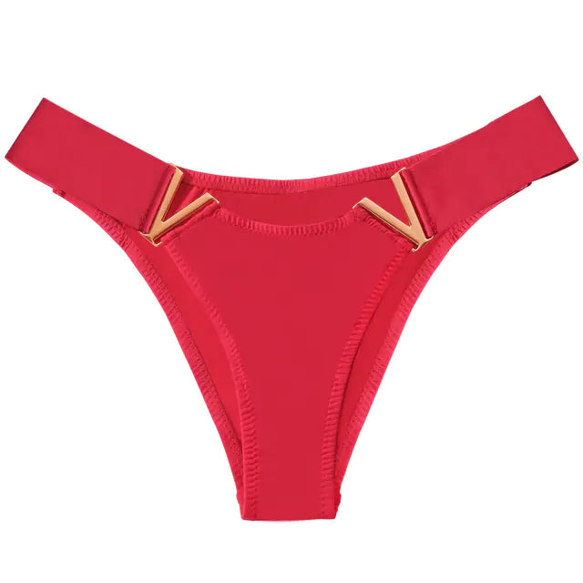 V-Shaped Metal Decoration Women's Sports Hip Panties