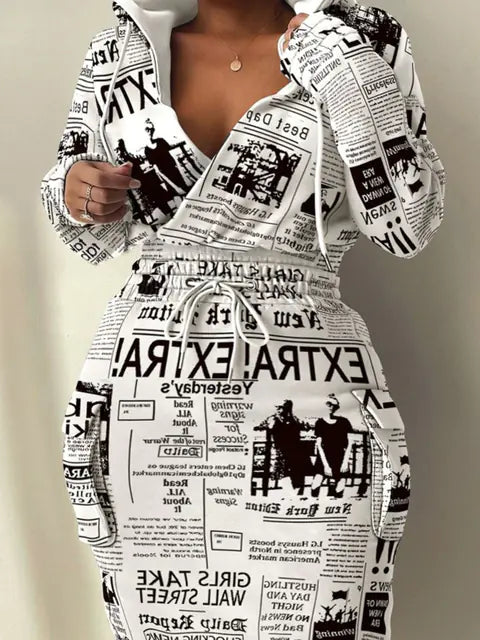 Plus Size Camo Print V Neck Hooded Casual Dress