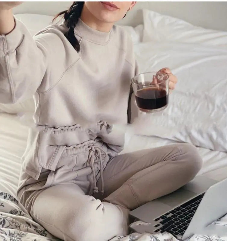 Casual Solid Color Comfortable Hoodie Set