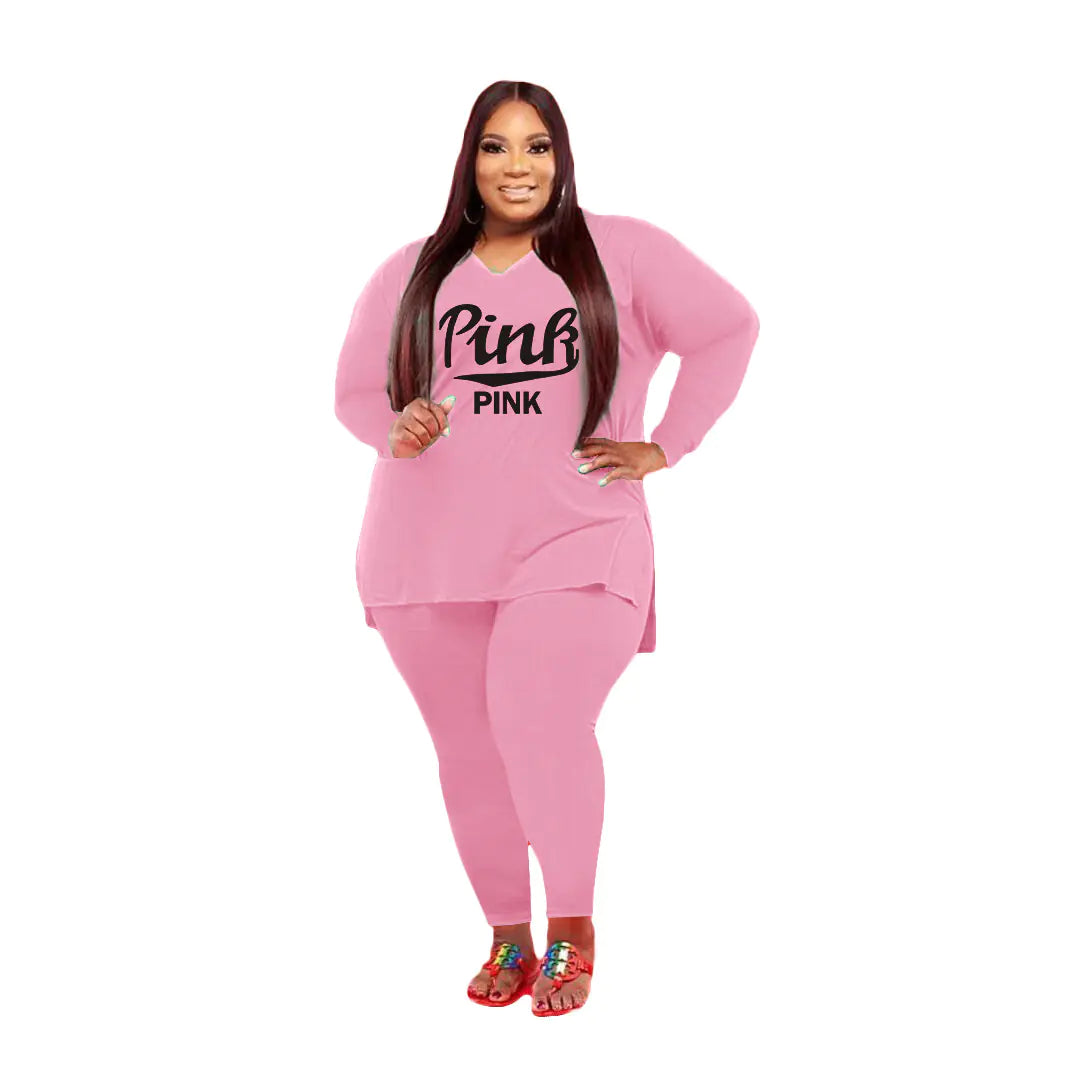 Plus-Size Women's Fashion Color Two-Piece Suit