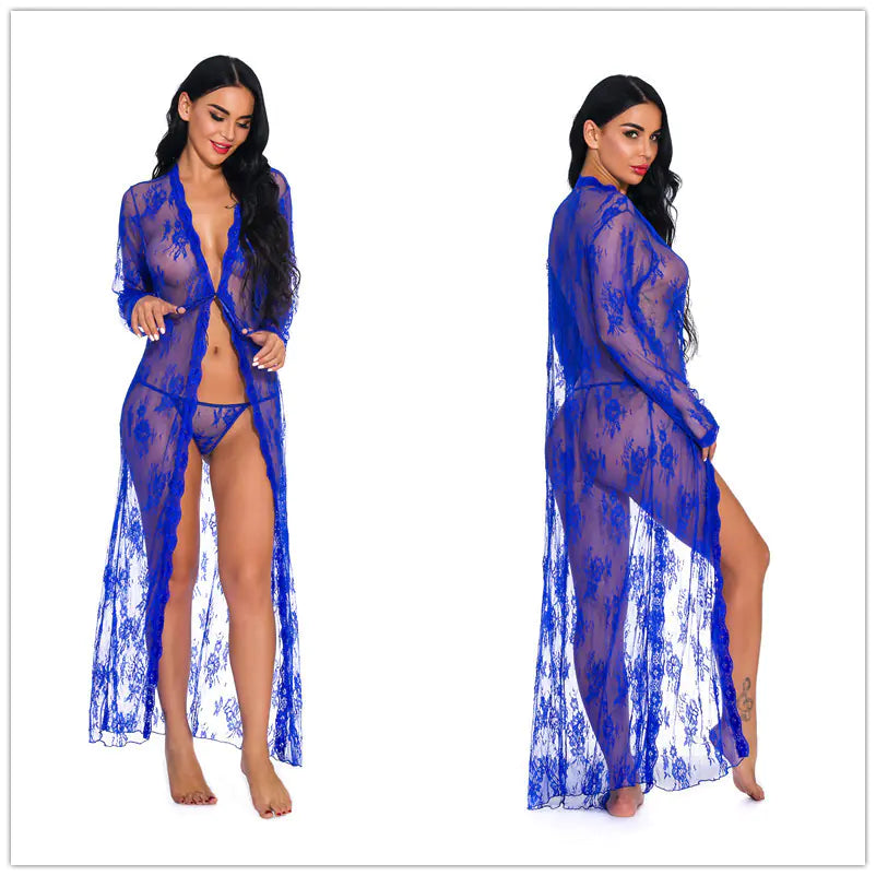 Amazon Homewear Sexy Sheer Long Sleeve Lace Dress