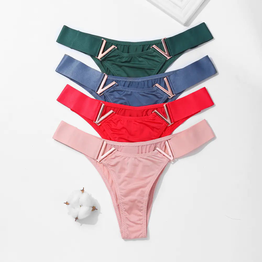 V-Shaped Metal Decoration Women's Sports Hip Panties