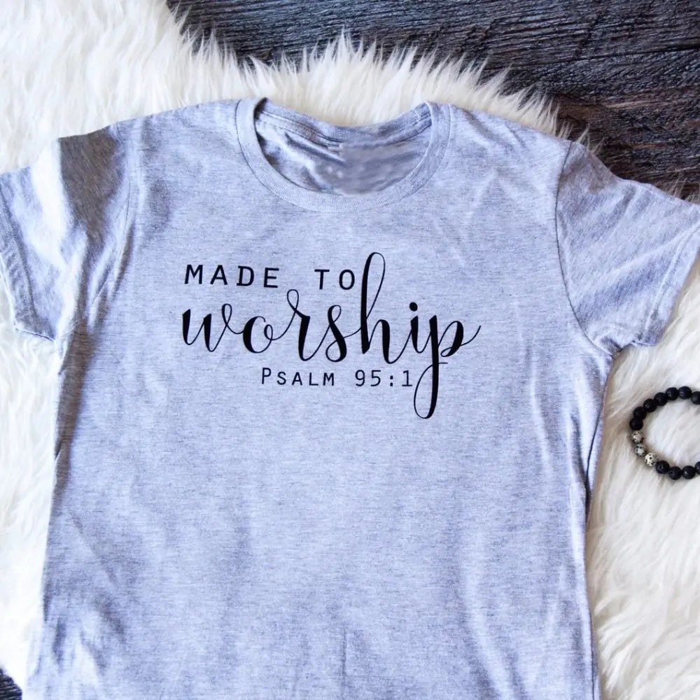 MADE TO Worship Letter Print Short Sleeve T-Shirt