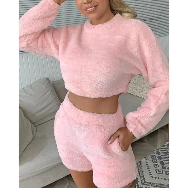 Reversible Plush Loungewear Set for Women