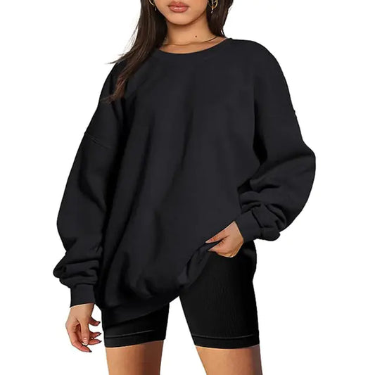 Women's Round Neck Long Sleeve Pullover Sports Hoodie