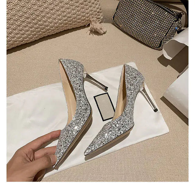Crystal Sequins High Heels for Spring Fashion