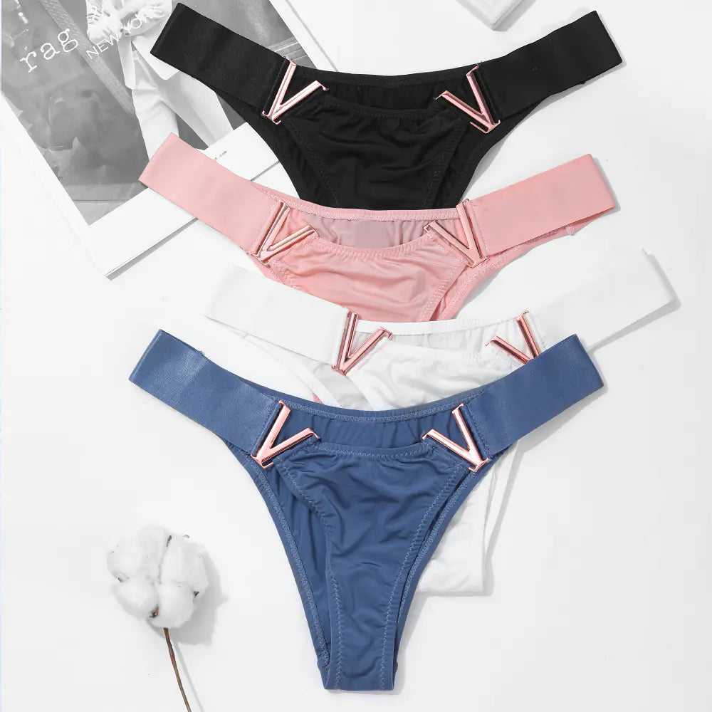 V-Shaped Metal Decoration Women's Sports Hip Panties
