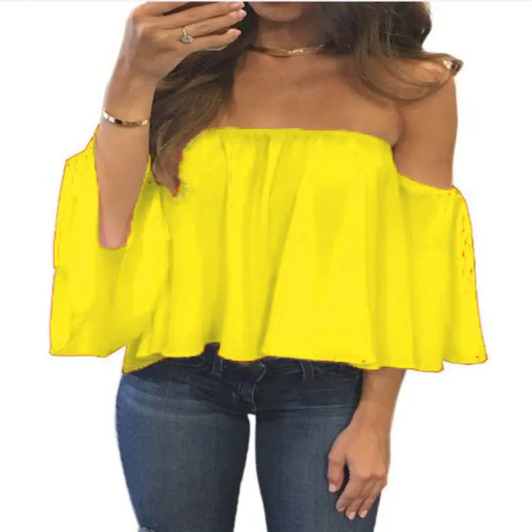 Off-Shoulder Chiffon Top with Wrap Design