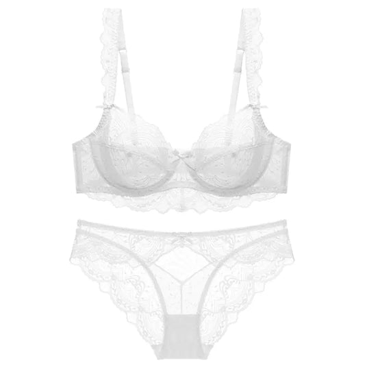Women's Plus Size Lace Bra Set with Underwire