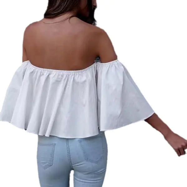 Off-Shoulder Chiffon Top with Wrap Design