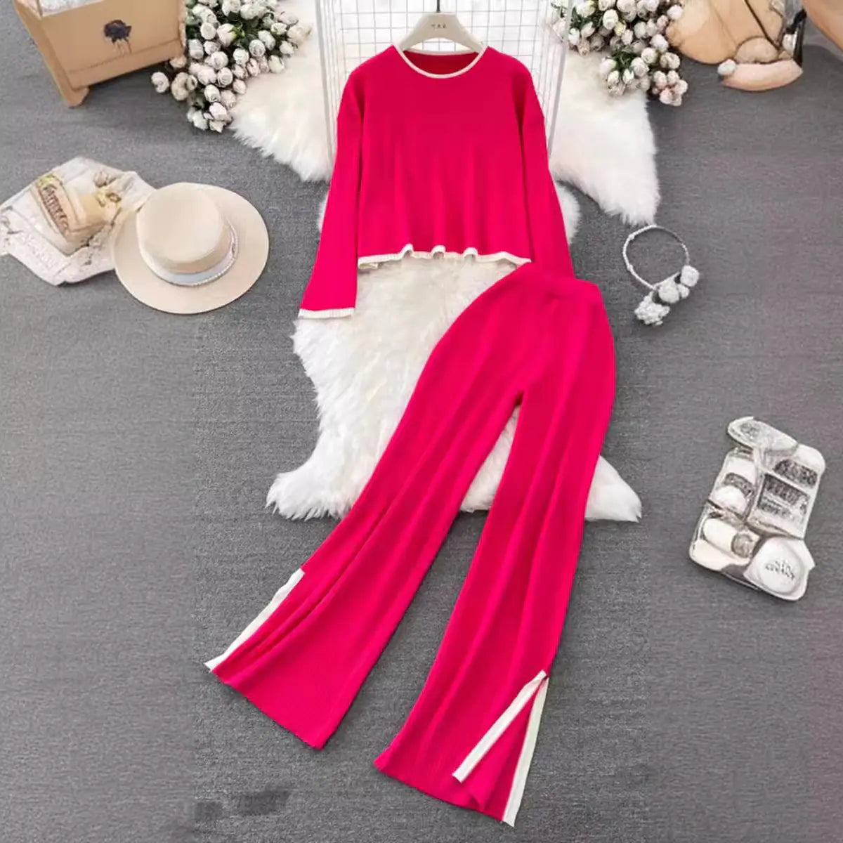 2023 Autumn Winter Fashionable Two-Piece Knit Set