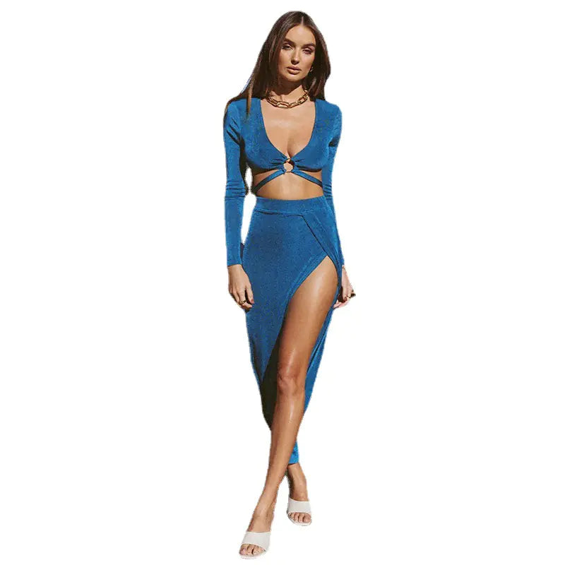 2024 Autumn Winter Women's Long Sleeve V-Neck Outfit