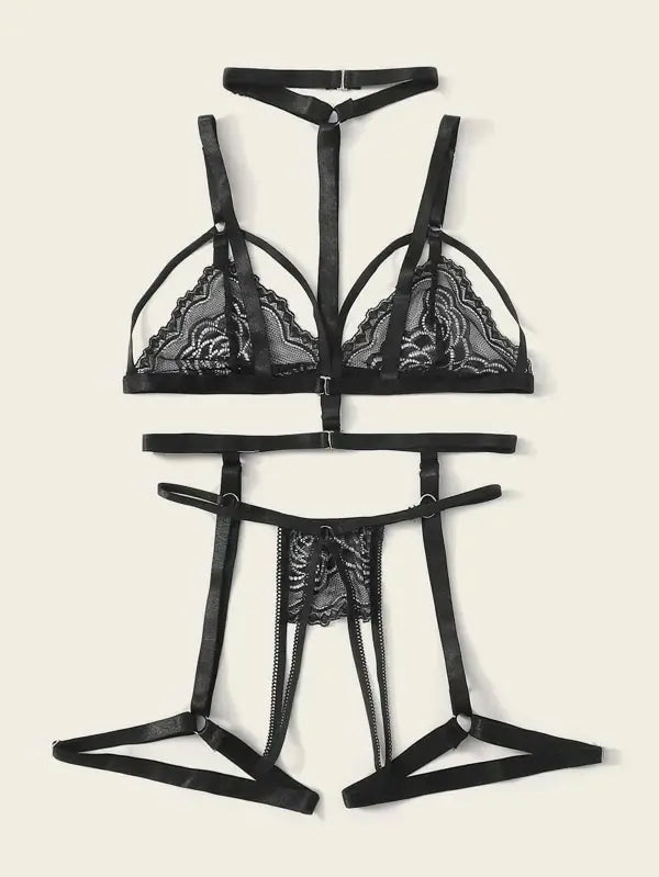 New 3-Piece Sexy Lingerie Set with Bra, Panties, and Garter