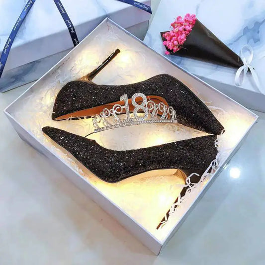 Crystal Sequins High Heels for Spring Fashion