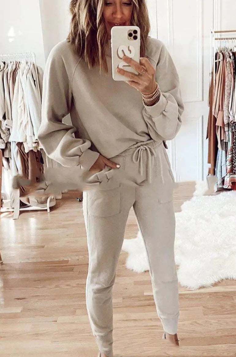 Casual Solid Color Comfortable Hoodie Set