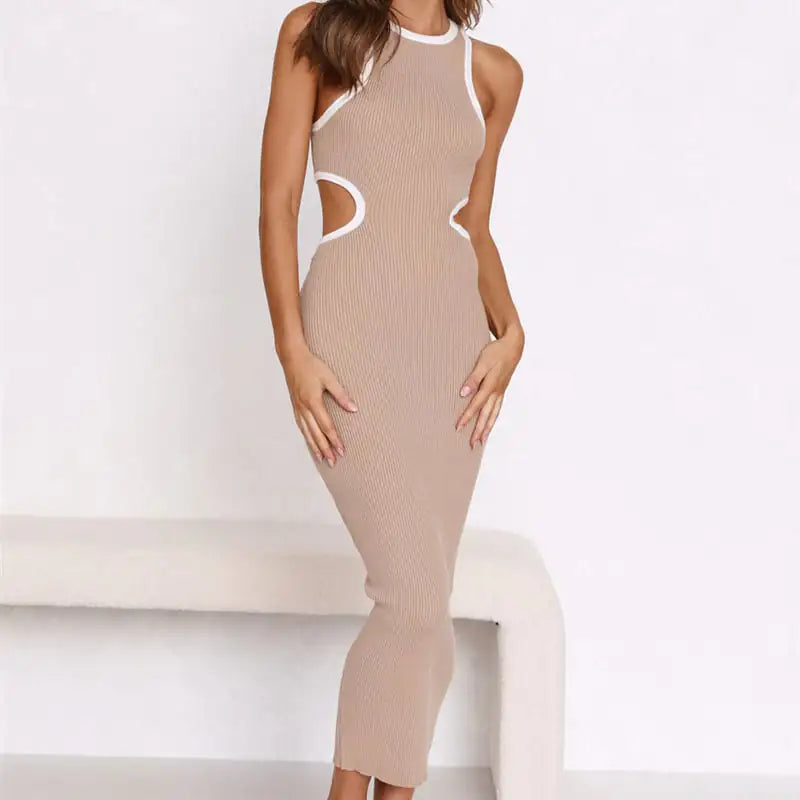 Slim Fit Women's Dress with Open Waist Design