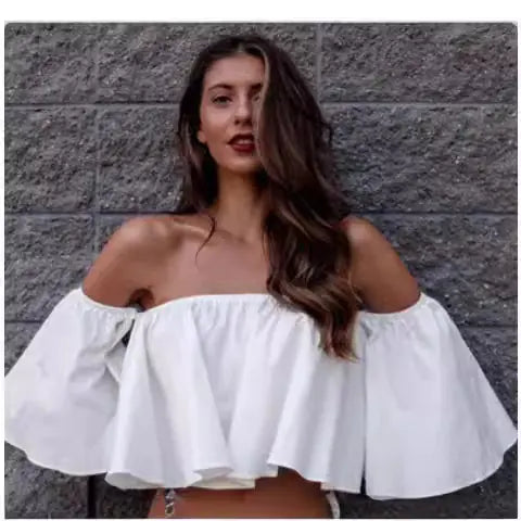 Off-Shoulder Chiffon Top with Wrap Design