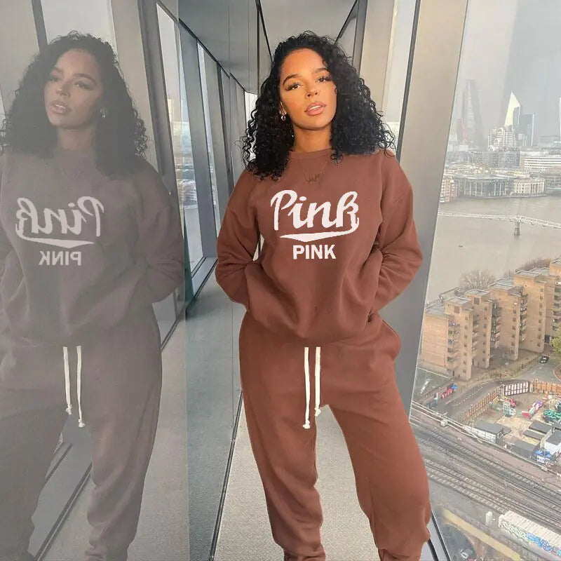 Plus Size Women's Two-Piece Fall Tracksuit Set