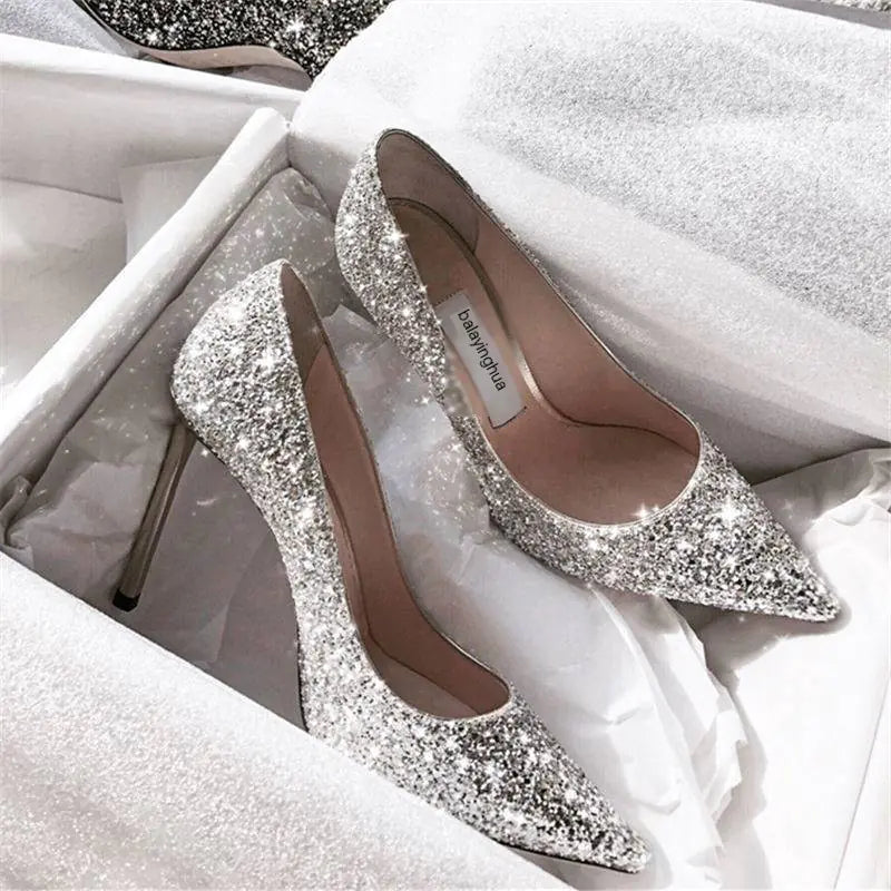 Crystal Sequins High Heels for Spring Fashion