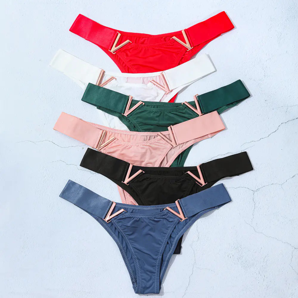 V-Shaped Metal Decoration Women's Sports Hip Panties
