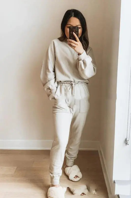 Casual Solid Color Comfortable Hoodie Set