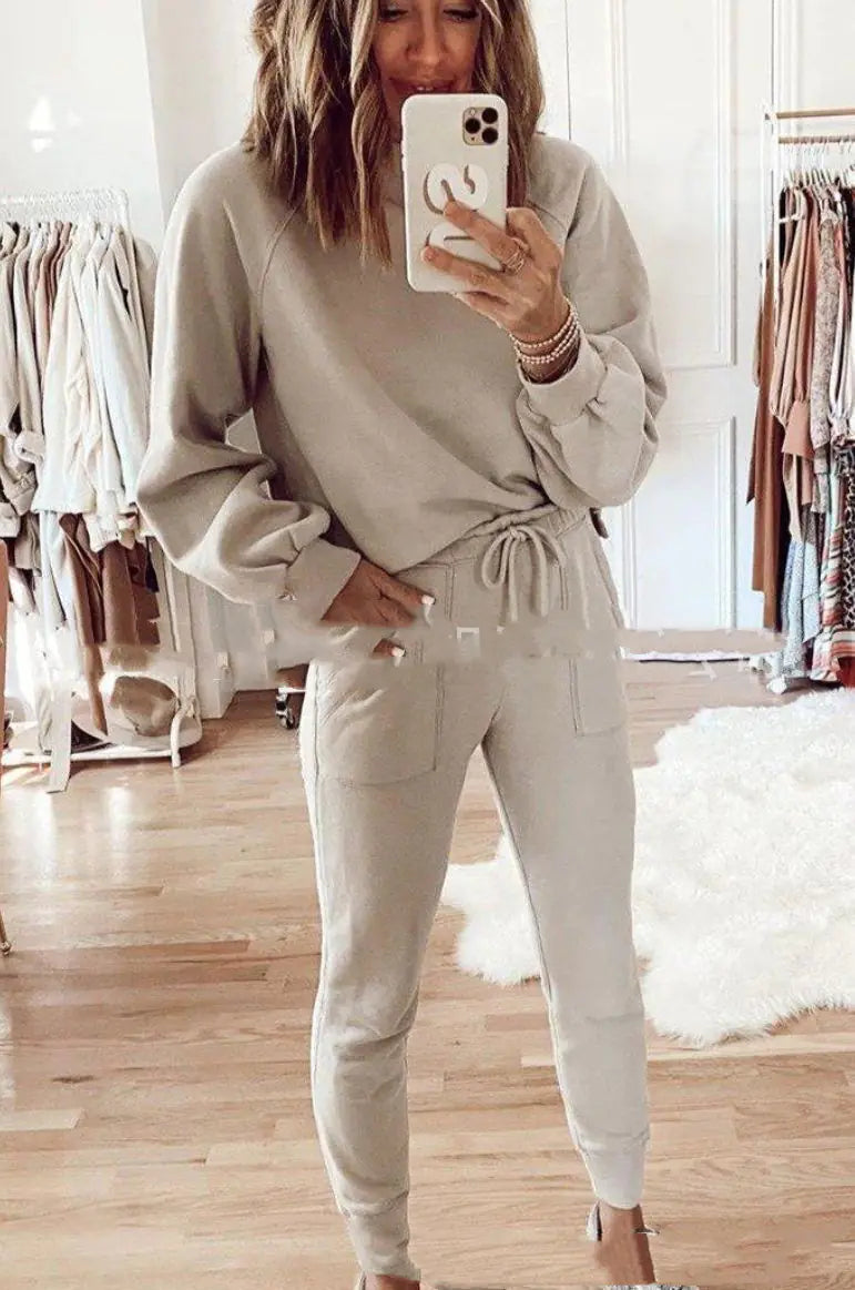 Casual Solid Color Comfortable Hoodie Set