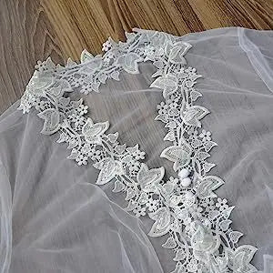 Long Lace Trim Sheer Bride Robe for Women